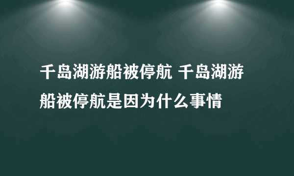 千岛湖游船被停航 千岛湖游船被停航是因为什么事情