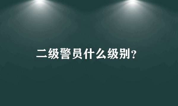 二级警员什么级别？