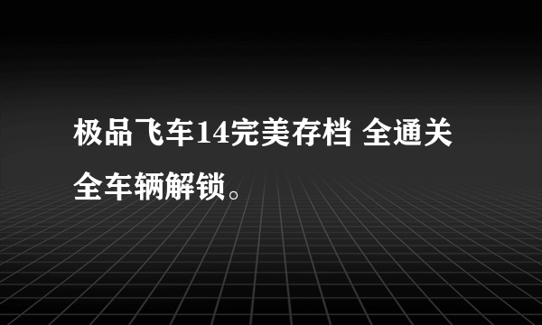 极品飞车14完美存档 全通关 全车辆解锁。