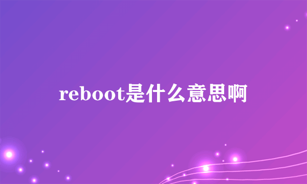 reboot是什么意思啊