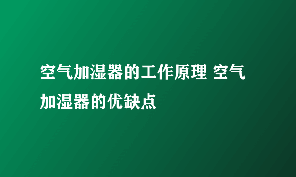 空气加湿器的工作原理 空气加湿器的优缺点