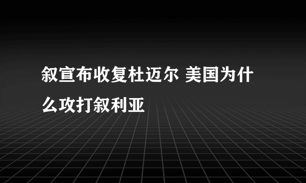 叙宣布收复杜迈尔 美国为什么攻打叙利亚