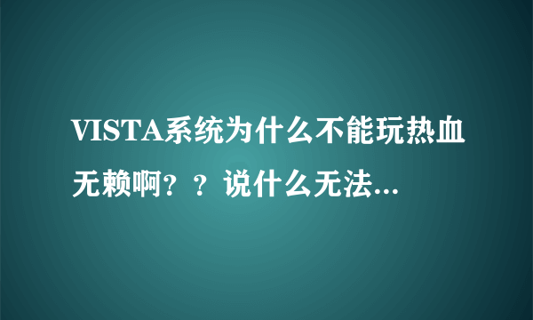 VISTA系统为什么不能玩热血无赖啊？？说什么无法定位程序输入点？