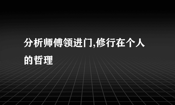 分析师傅领进门,修行在个人的哲理