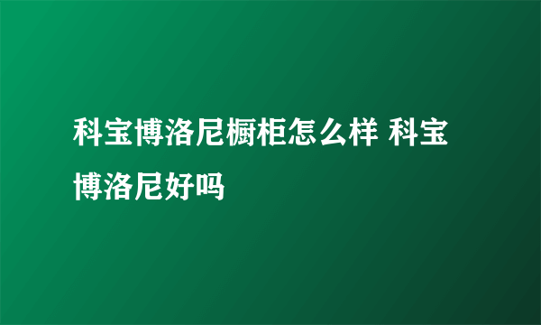 科宝博洛尼橱柜怎么样 科宝博洛尼好吗