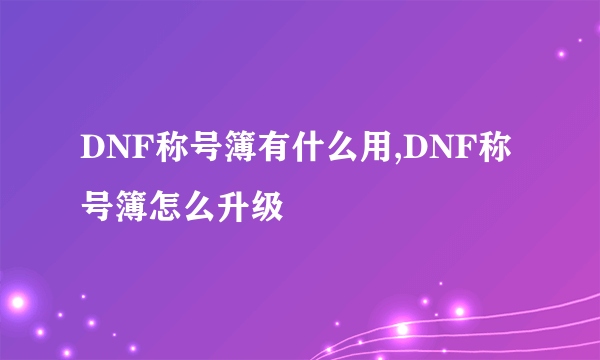 DNF称号簿有什么用,DNF称号簿怎么升级