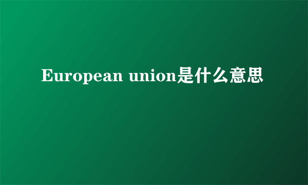 European union是什么意思