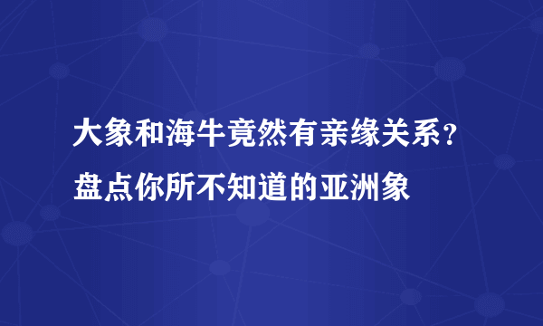 大象和海牛竟然有亲缘关系？盘点你所不知道的亚洲象