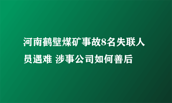 河南鹤壁煤矿事故8名失联人员遇难 涉事公司如何善后