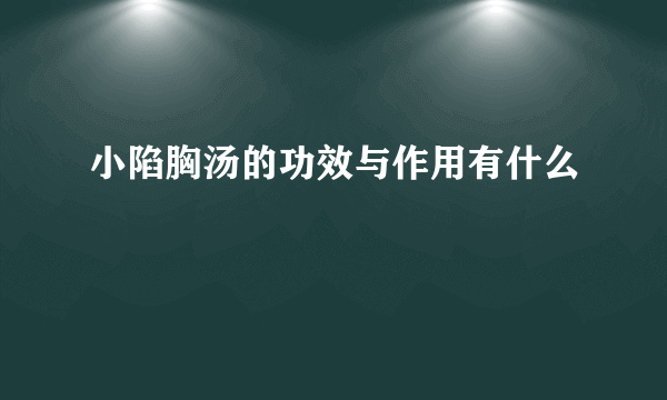 小陷胸汤的功效与作用有什么