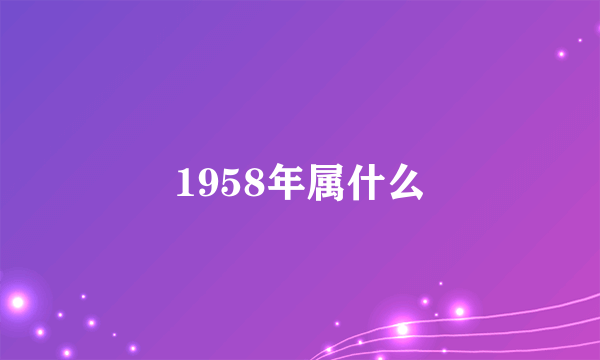 1958年属什么