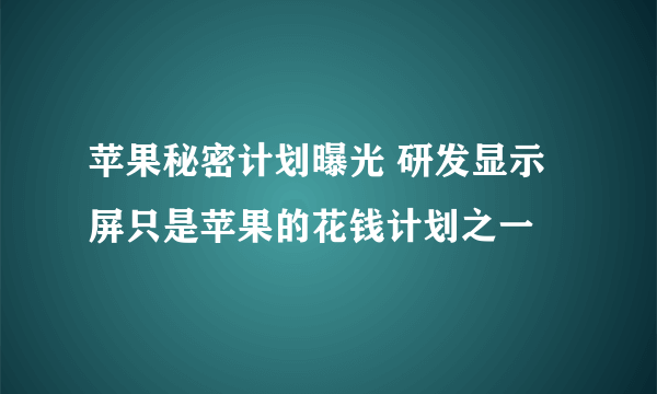 苹果秘密计划曝光 研发显示屏只是苹果的花钱计划之一