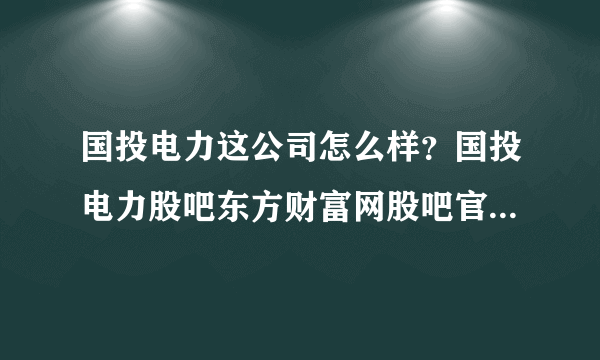 国投电力这公司怎么样？国投电力股吧东方财富网股吧官网？国投电力2021会分红吗？