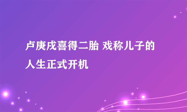 卢庚戌喜得二胎 戏称儿子的人生正式开机