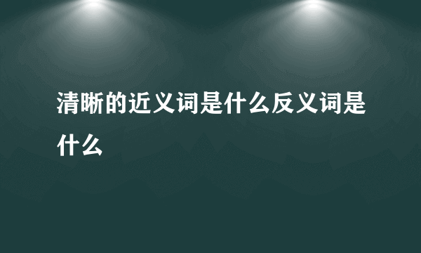 清晰的近义词是什么反义词是什么