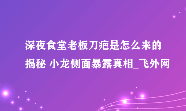 深夜食堂老板刀疤是怎么来的揭秘 小龙侧面暴露真相_飞外网