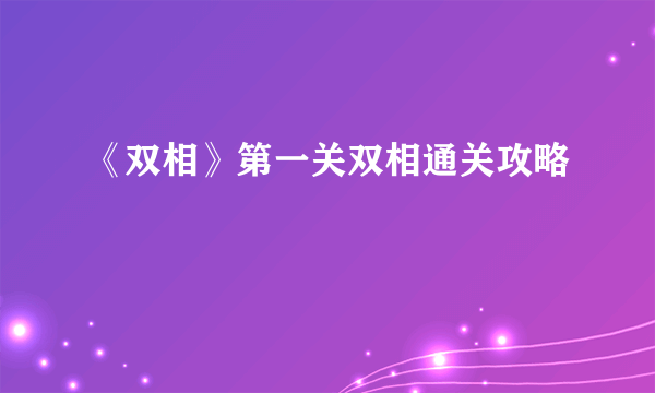 《双相》第一关双相通关攻略