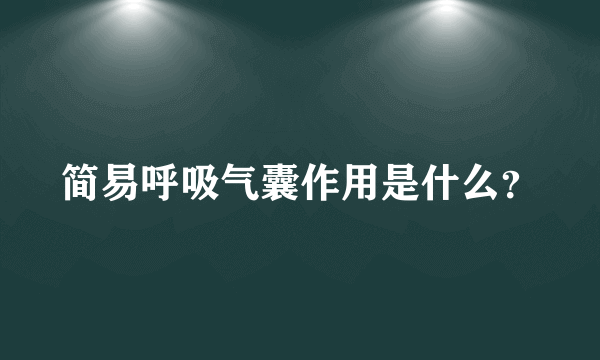 简易呼吸气囊作用是什么？