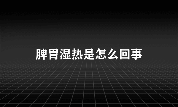 脾胃湿热是怎么回事