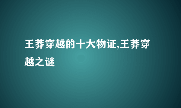 王莽穿越的十大物证,王莽穿越之谜