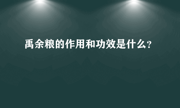 禹余粮的作用和功效是什么？