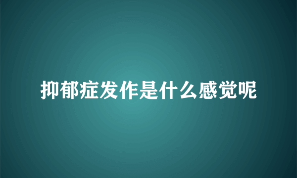 抑郁症发作是什么感觉呢