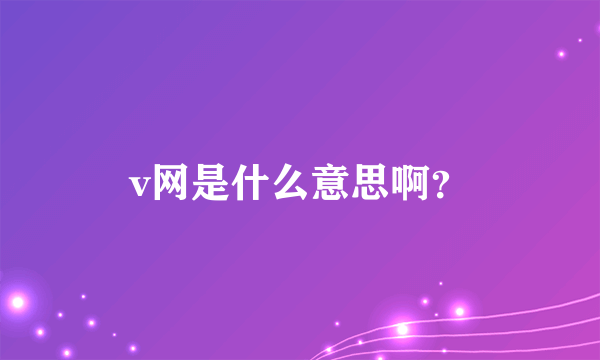 v网是什么意思啊？