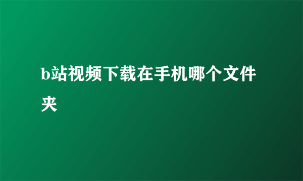 b站视频下载在手机哪个文件夹