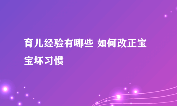 育儿经验有哪些 如何改正宝宝坏习惯