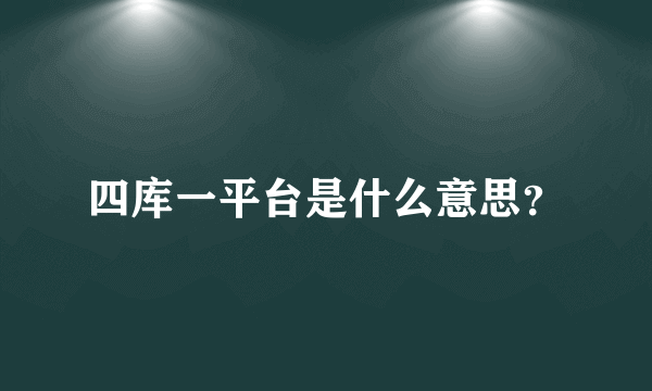 四库一平台是什么意思？