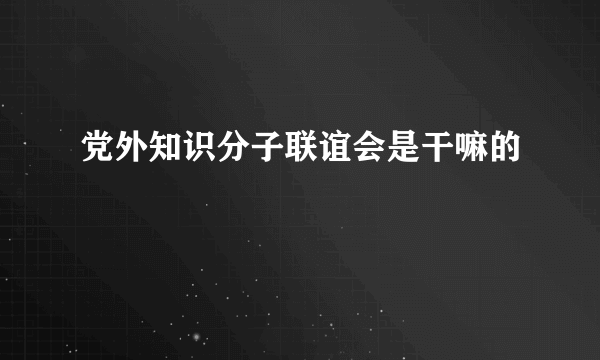 党外知识分子联谊会是干嘛的