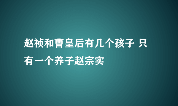 赵祯和曹皇后有几个孩子 只有一个养子赵宗实