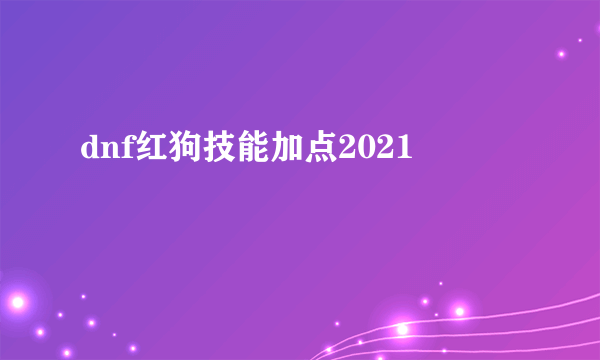 dnf红狗技能加点2021