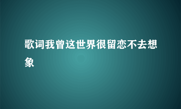 歌词我曾这世界很留恋不去想象