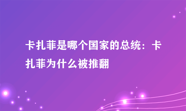 卡扎菲是哪个国家的总统：卡扎菲为什么被推翻