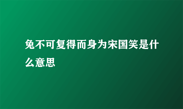 兔不可复得而身为宋国笑是什么意思