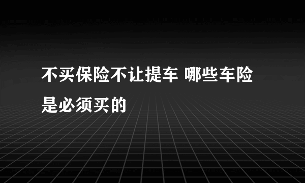 不买保险不让提车 哪些车险是必须买的