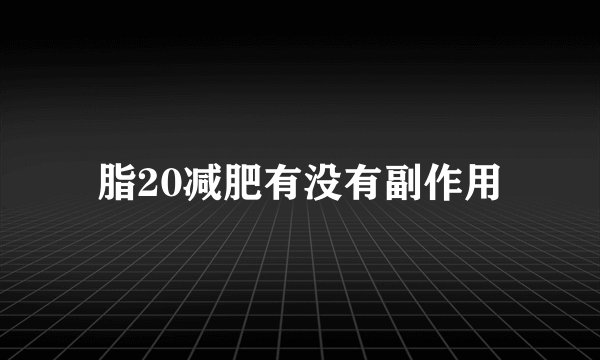 脂20减肥有没有副作用