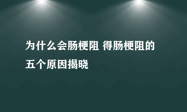 为什么会肠梗阻 得肠梗阻的五个原因揭晓