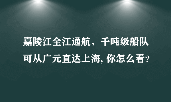 嘉陵江全江通航，千吨级船队可从广元直达上海, 你怎么看？