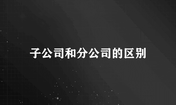 子公司和分公司的区别