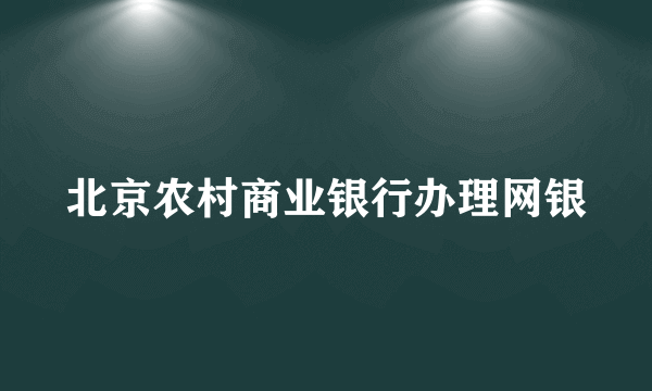 北京农村商业银行办理网银