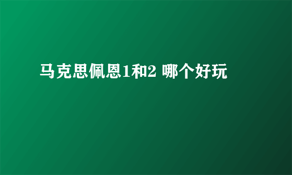 马克思佩恩1和2 哪个好玩