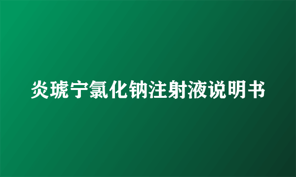 炎琥宁氯化钠注射液说明书