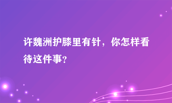 许魏洲护膝里有针，你怎样看待这件事？