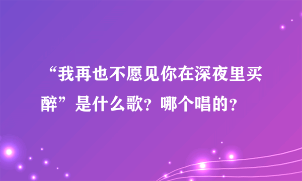 “我再也不愿见你在深夜里买醉”是什么歌？哪个唱的？