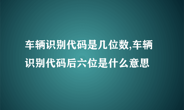 车辆识别代码是几位数,车辆识别代码后六位是什么意思