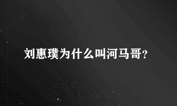 刘惠璞为什么叫河马哥？