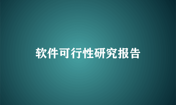 软件可行性研究报告