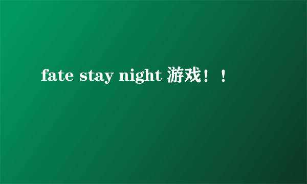 fate stay night 游戏！！